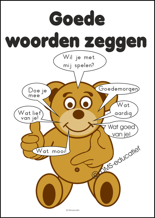 Poster 'Goede woorden zeggen'