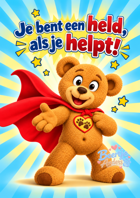 Poster 'Je bent een held als je helpt!'