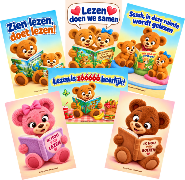 Posterpakket 'Lezen met Beertje Anders' – 6 A3-posters