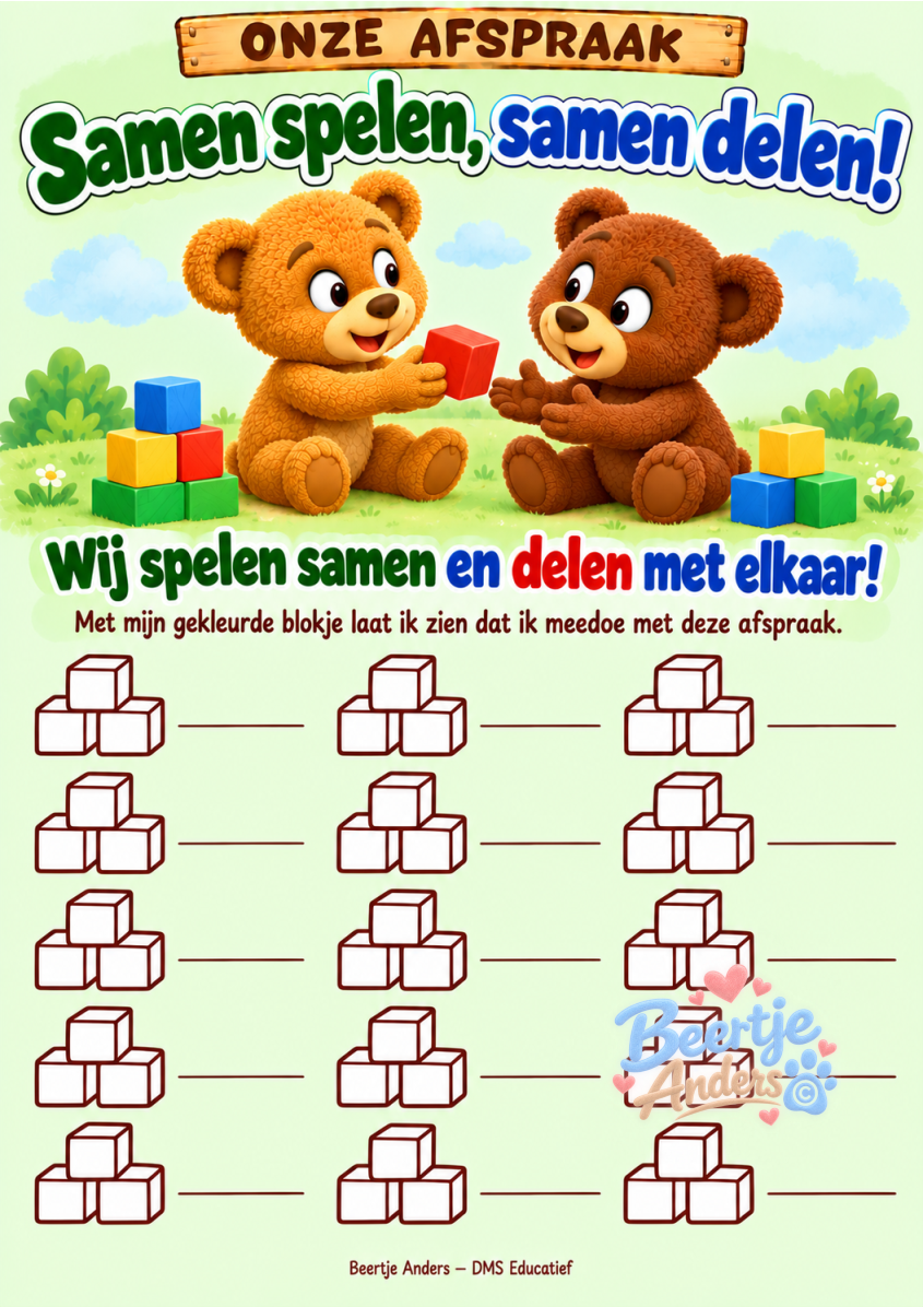Afsprakenposter ‘Samen spelen, samen delen’ – Beertje Anders