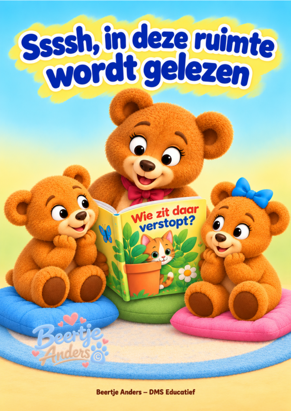 Leesposter ‘Ssssh, in deze ruimte wordt gelezen!’ – Beertje Anders A3