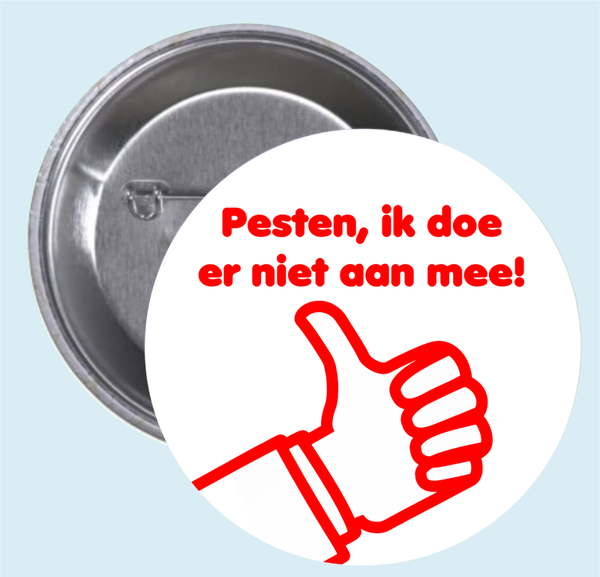 Button 'Pesten, ik doe er niet aan mee!'