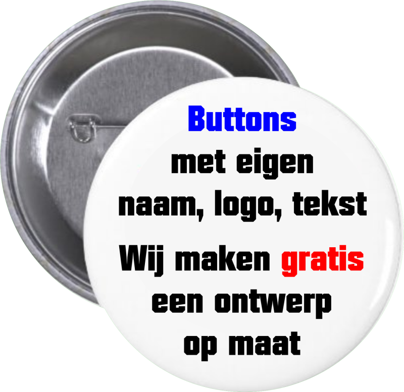 Buttons met eigen ontwerp voor school met naam, logo of tekst – gratis ontwerp op maat