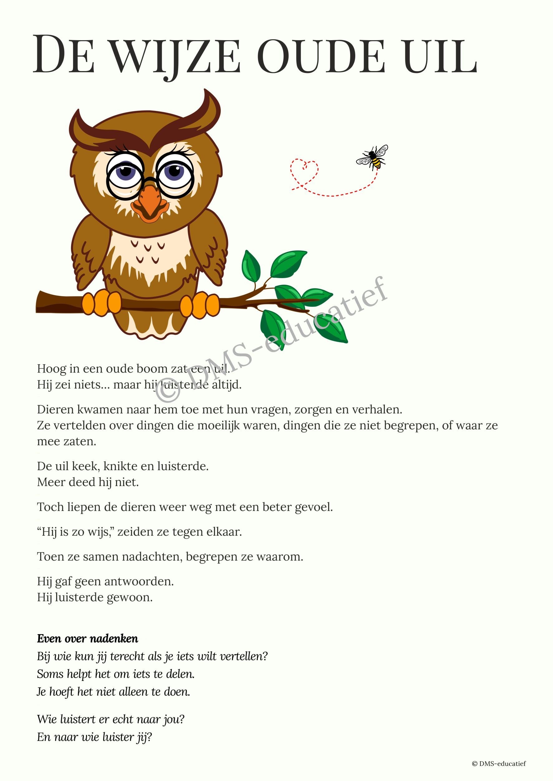 Verhaalposter 'De wijze oude uil' (A3)