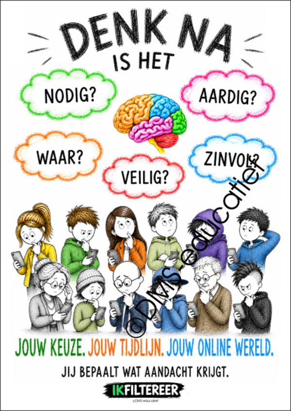 Poster – Denk na! De vijf filters | IKFILTEREER