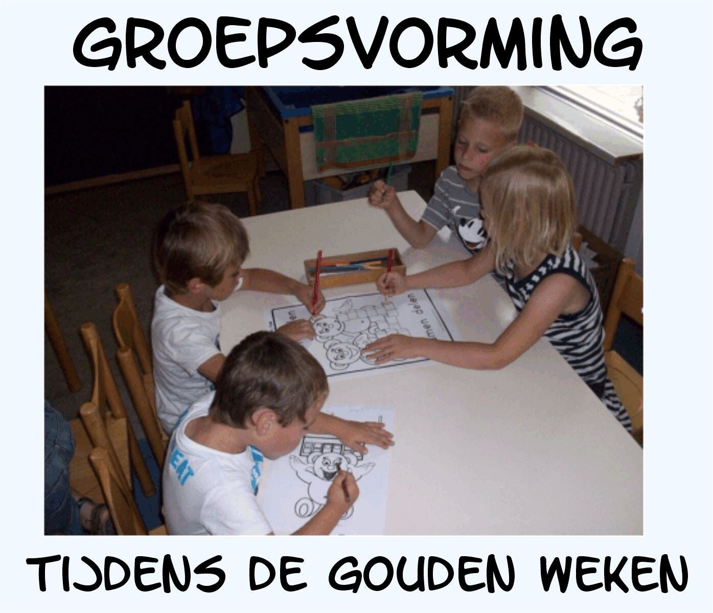Leerlingen werken samen tijdens groepsvorming in de Gouden Weken aan het begin van het schooljaar