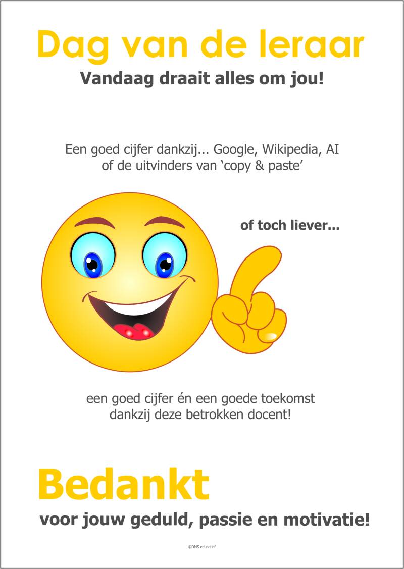 Gratis poster voor de Dag van de Leraar om een betrokken docent te bedanken