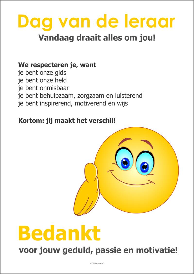 Gratis poster voor de Dag van de Leraar met de boodschap Jij maakt het verschil