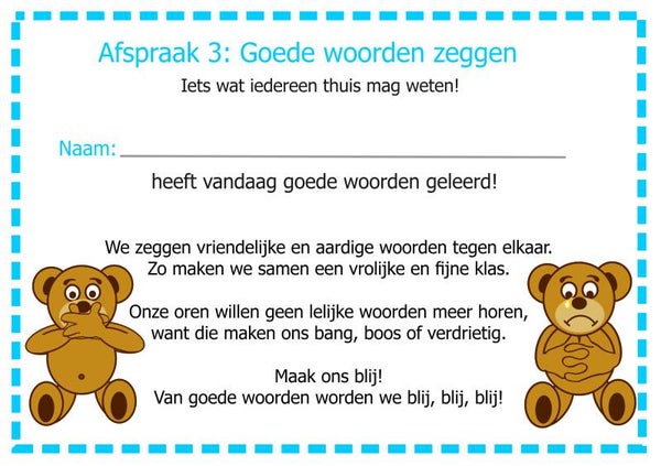 Kaartje voor thuis - afspraak 3