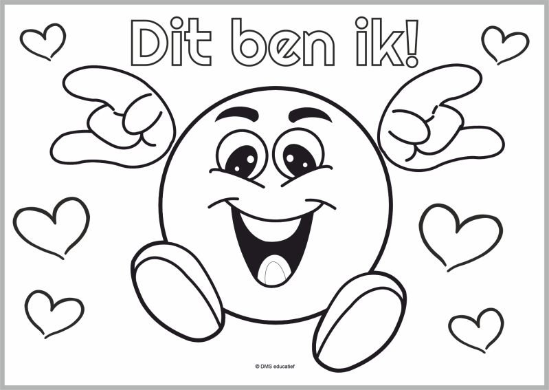 Gratis kleurplaat Dit ben ik voor de basisschool over identiteit, zelfbeeld en jezelf mogen zijn.