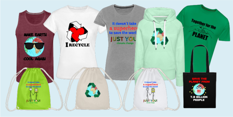 Voorbeelden voor kleding met opdruk over het klimaat