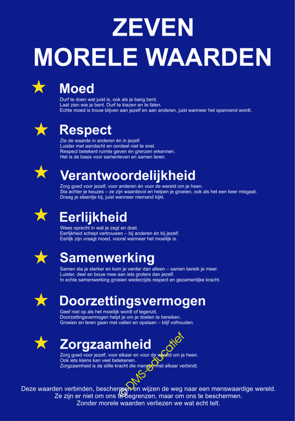 Poster: Zeven Morele Waarden A1