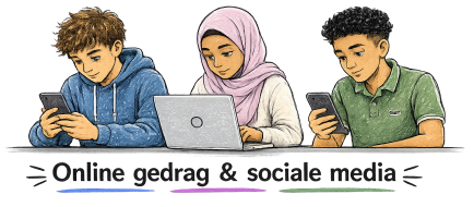 Drie jongeren maken bewuste keuzes tijdens het gebruik van sociale media.