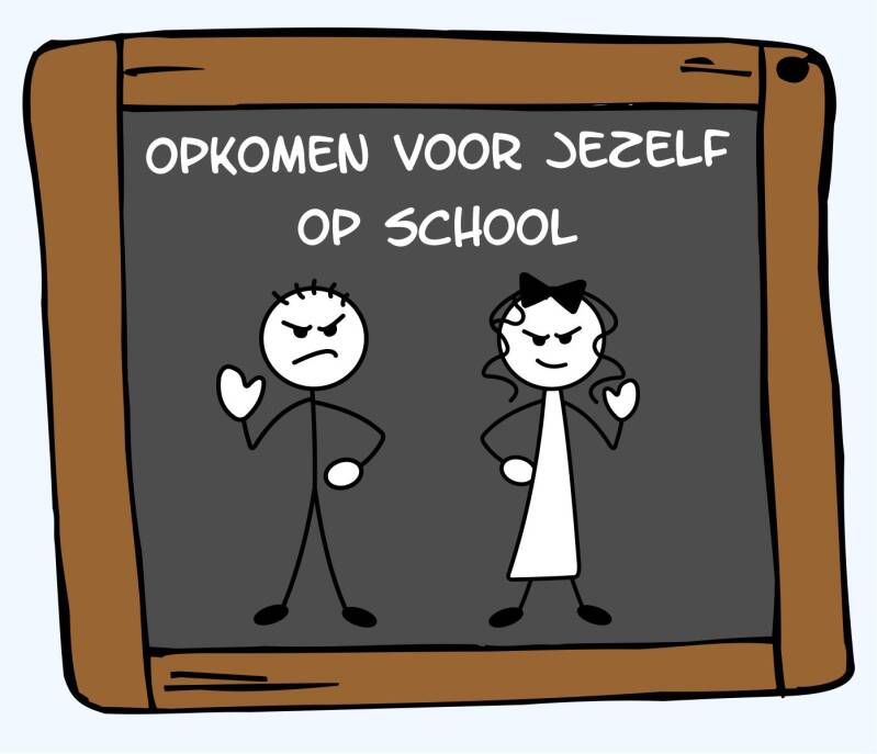 Illustratie over opkomen voor jezelf op school en leren grenzen aangeven in de klas