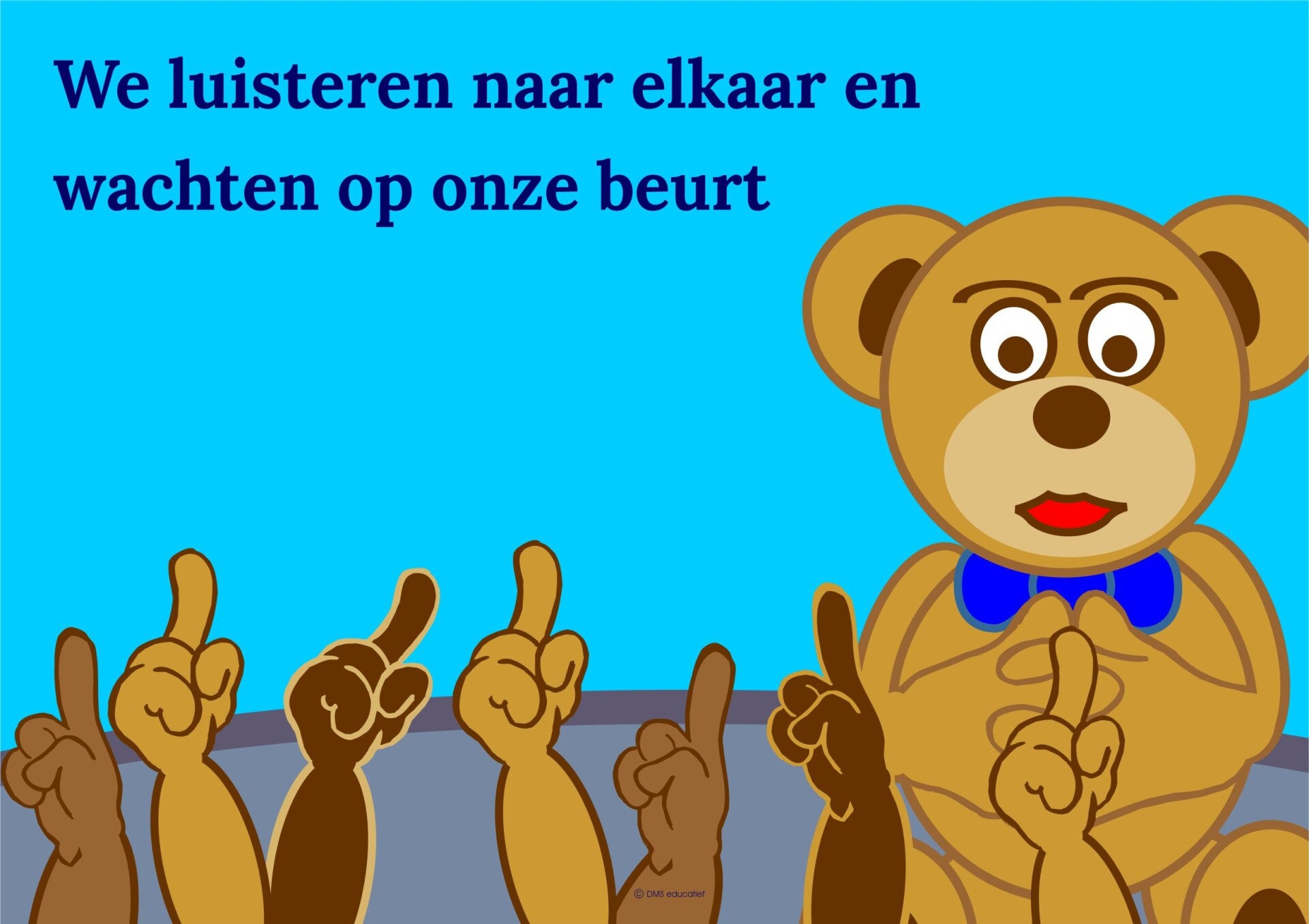 Poster “We luisteren naar elkaar” - klasregel voor kleuters (A3)