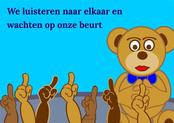 Poster “We luisteren naar elkaar” - klasregel voor kleuters (A3)