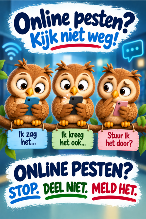 Poster Online pesten – Stop Deel niet Meld het