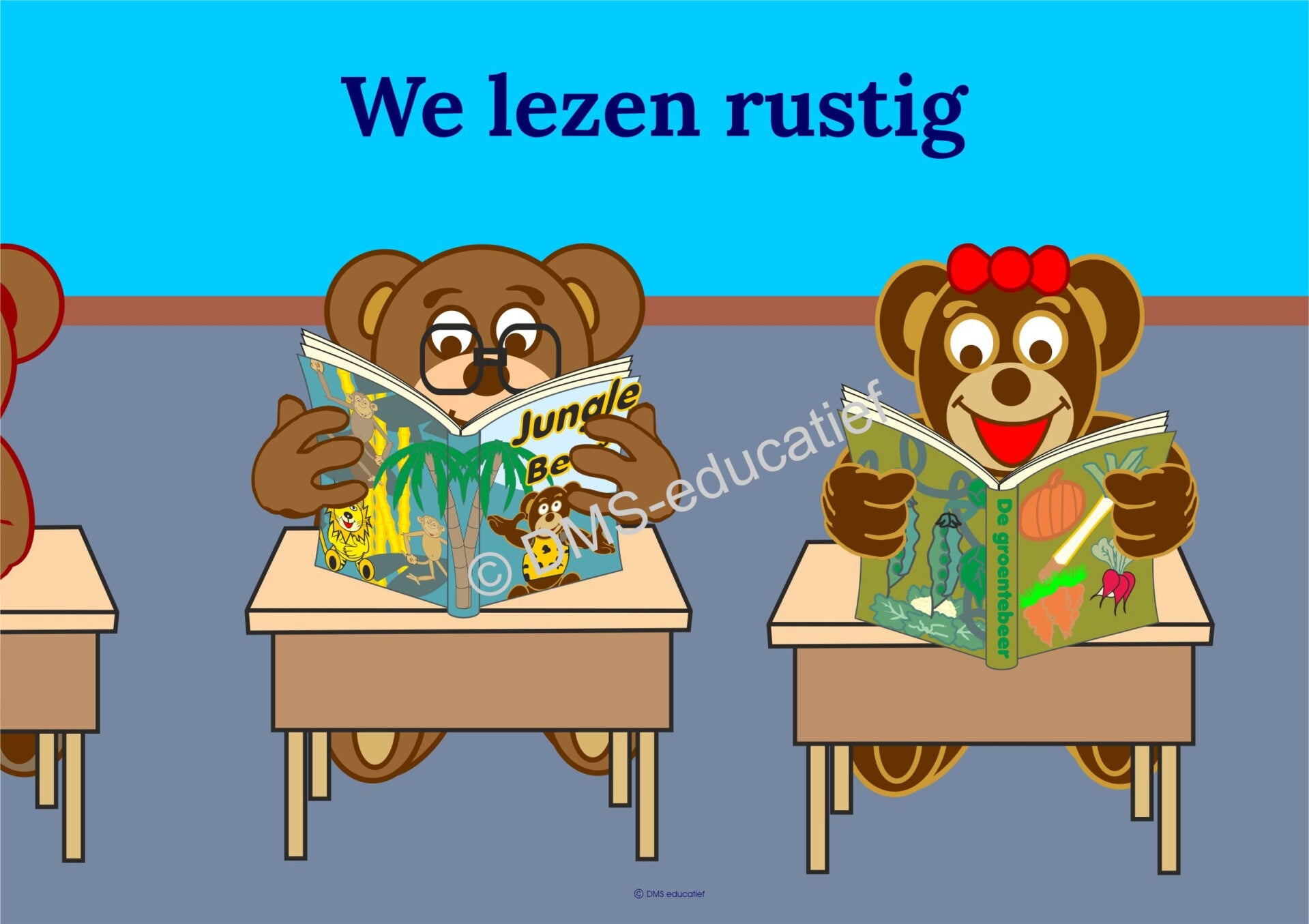 Poster “We lezen rustig” - klasregel voor kleuters (A3)