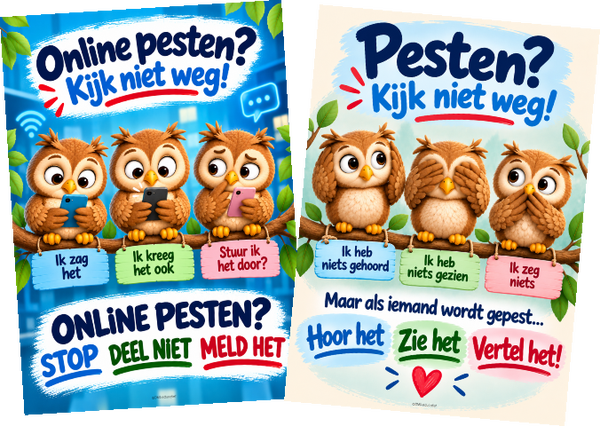 Posterset Pesten & Online pesten – Kijk niet weg! A3