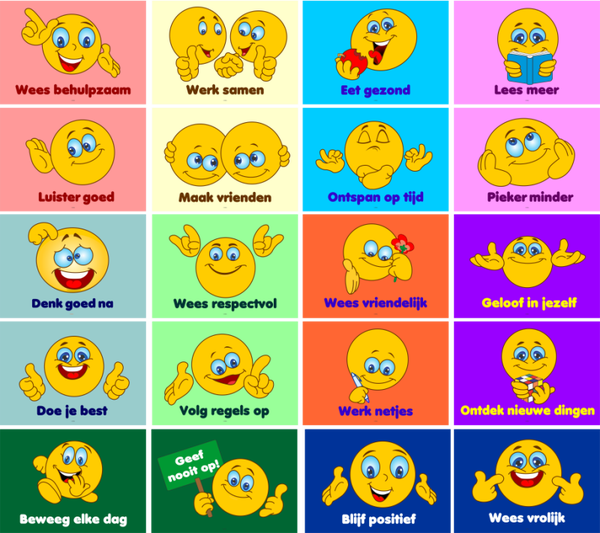 Raamposters 'Positieve leef- en leerregels'