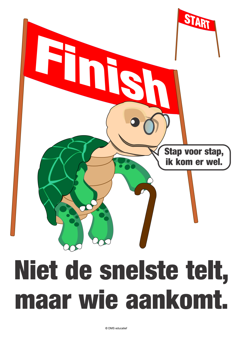 Poster: "Stap voor stap kom je er ook"