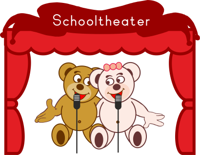 Illustratie van Beertje Anders en Beertje Lief die samen zingen tijdens een schoolmusical over pesten