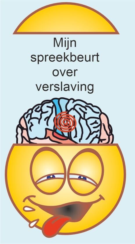 Gratis bannerposter voor een spreekbeurt over verslaving met uitleg over verlangen, gewoontes en verslaving