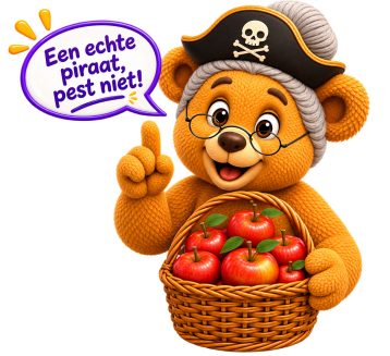 Beertje Anders als piraat bij het vertelverhaal over pesten Appels voor oma