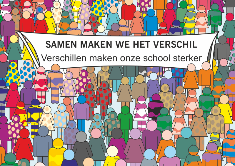 Poster Samen maken we het verschil – Verschillen maken onze school sterker | culturele diversiteit, samenleven en respect op school