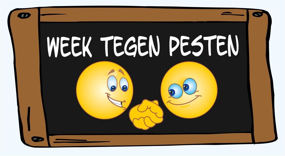 Schoolbord met de tekst Week tegen Pesten voor activiteiten en materialen rond sociale veiligheid op school