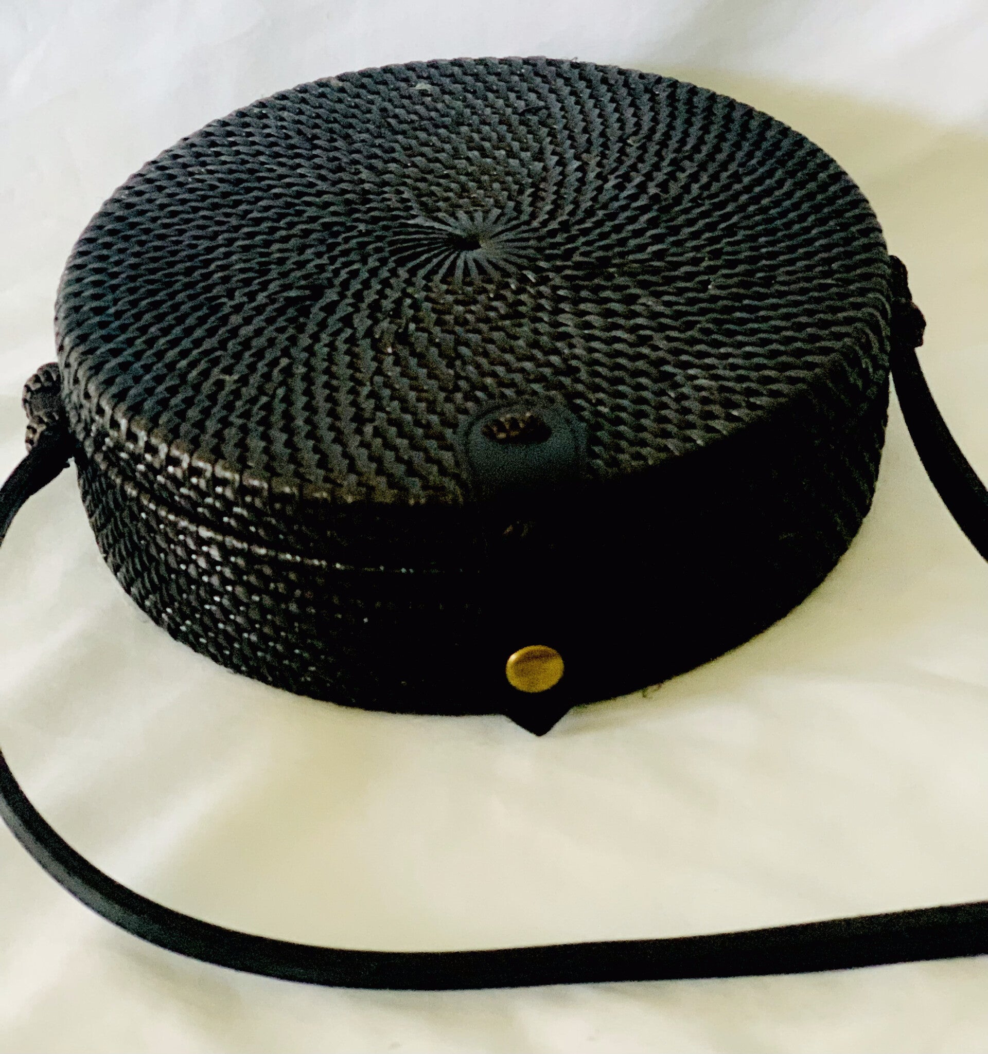 Round Ratton Black Handbag