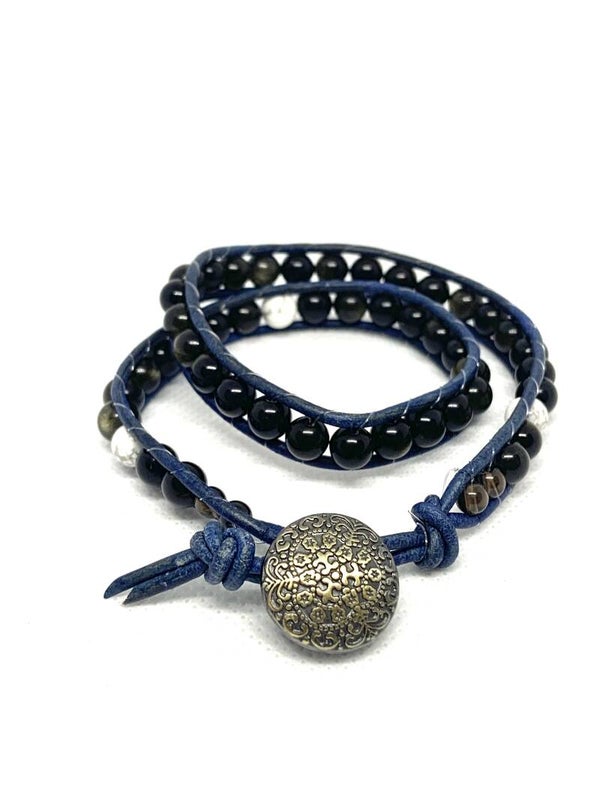 Golden Sheen Obsidian and Howlite