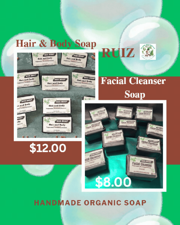 RUIZ Hair and Body Soap Bar (Peppermint, Rosemary, Coconut)