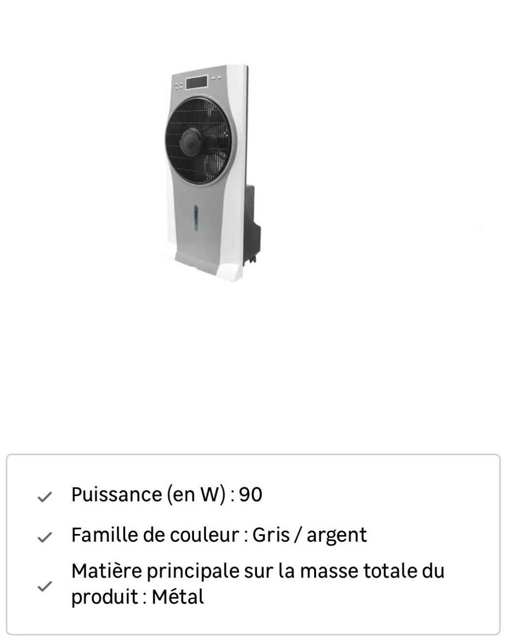 Ventilateur brumisateur sur pied Ephesus, réglable avec télécommande et minuterie - 90 W, 3 vitesses, fonction humidificateur