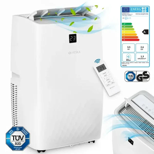 Climatiseur mobile 12000 BTU/h (3.500 Watt) - Climatiseur mobile 4in1 avec WiFi/App Réfrigérant monobloc - Télécommande, minuterie
