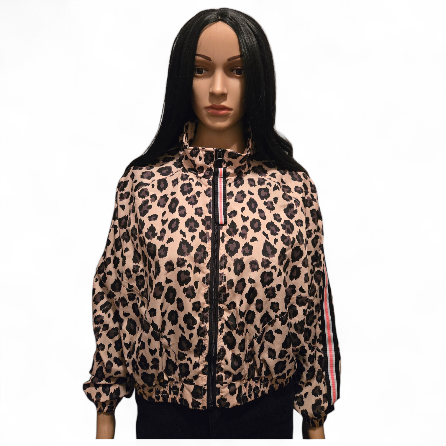 Veste coupe-vent léopard zippée