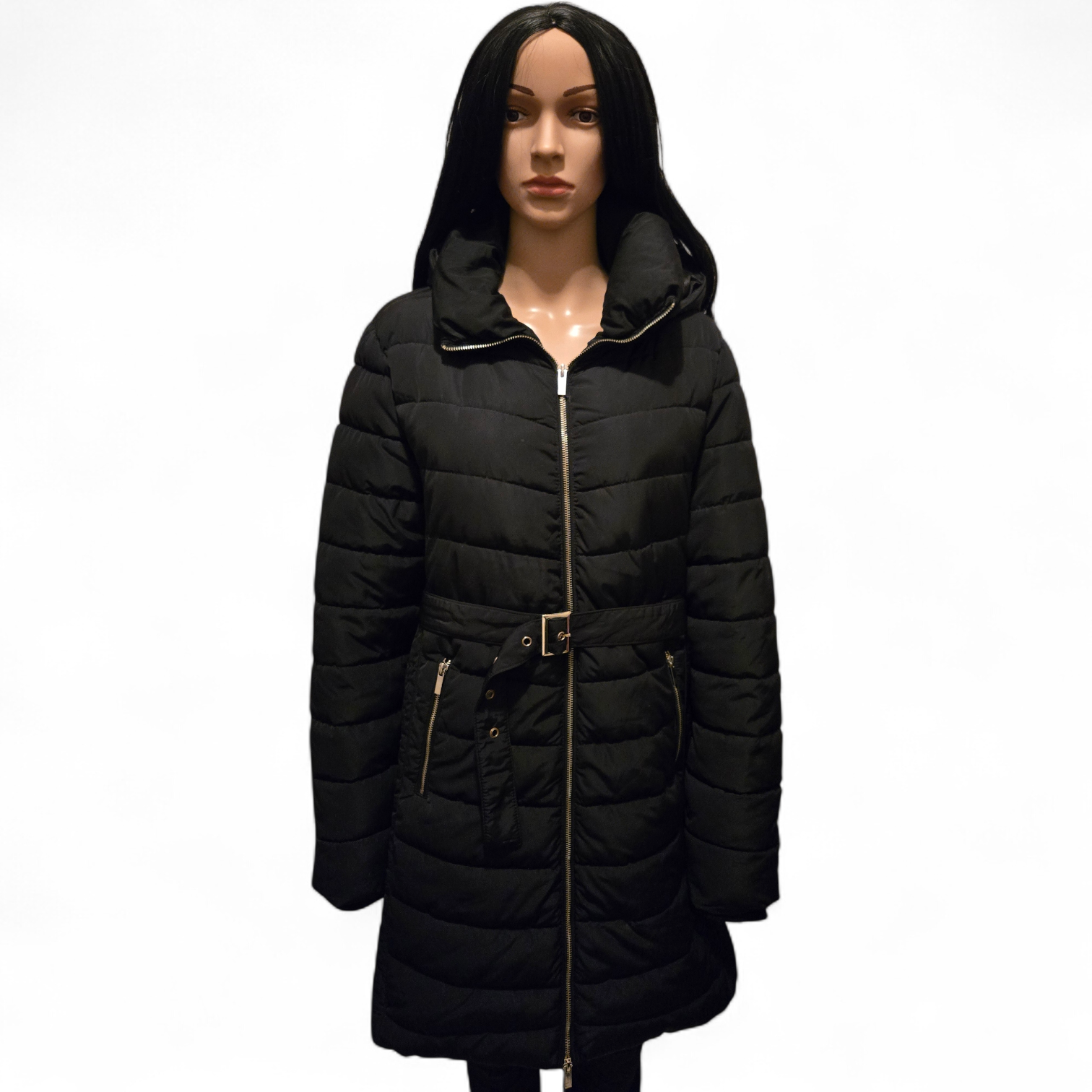 Manteau doudoune ceinturé noir