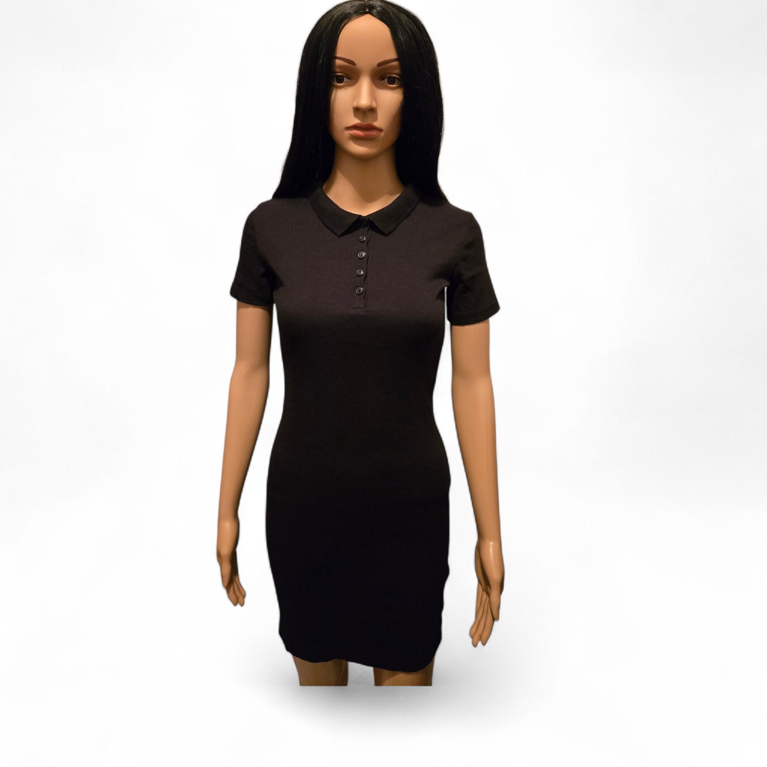 Robe polo noire / robe t-shirt col polo