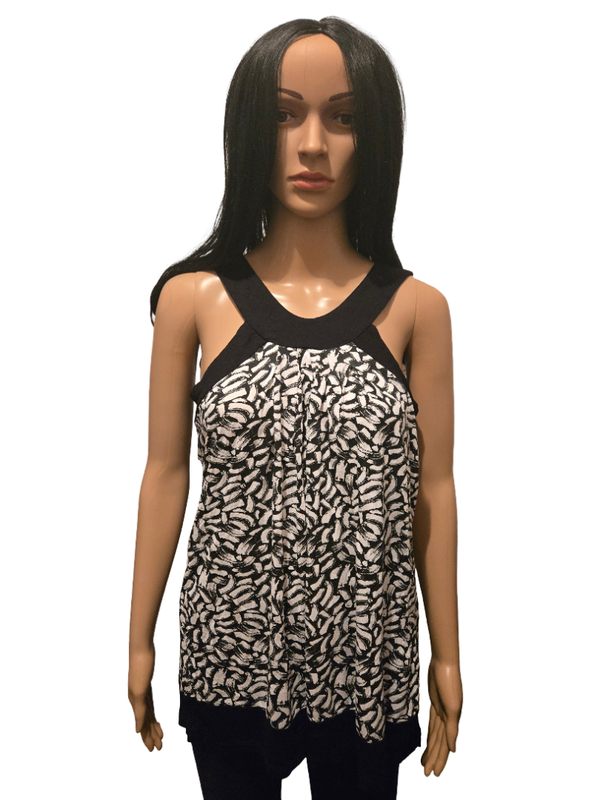 Lot de 2 tops fluides imprimés – noir & blanc + rouge – été léger