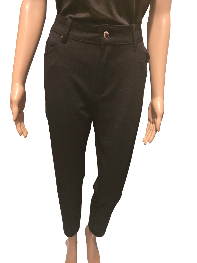 Pantalon noir femme coupe slim/cigarette – chic & basique – taille mi-haute
