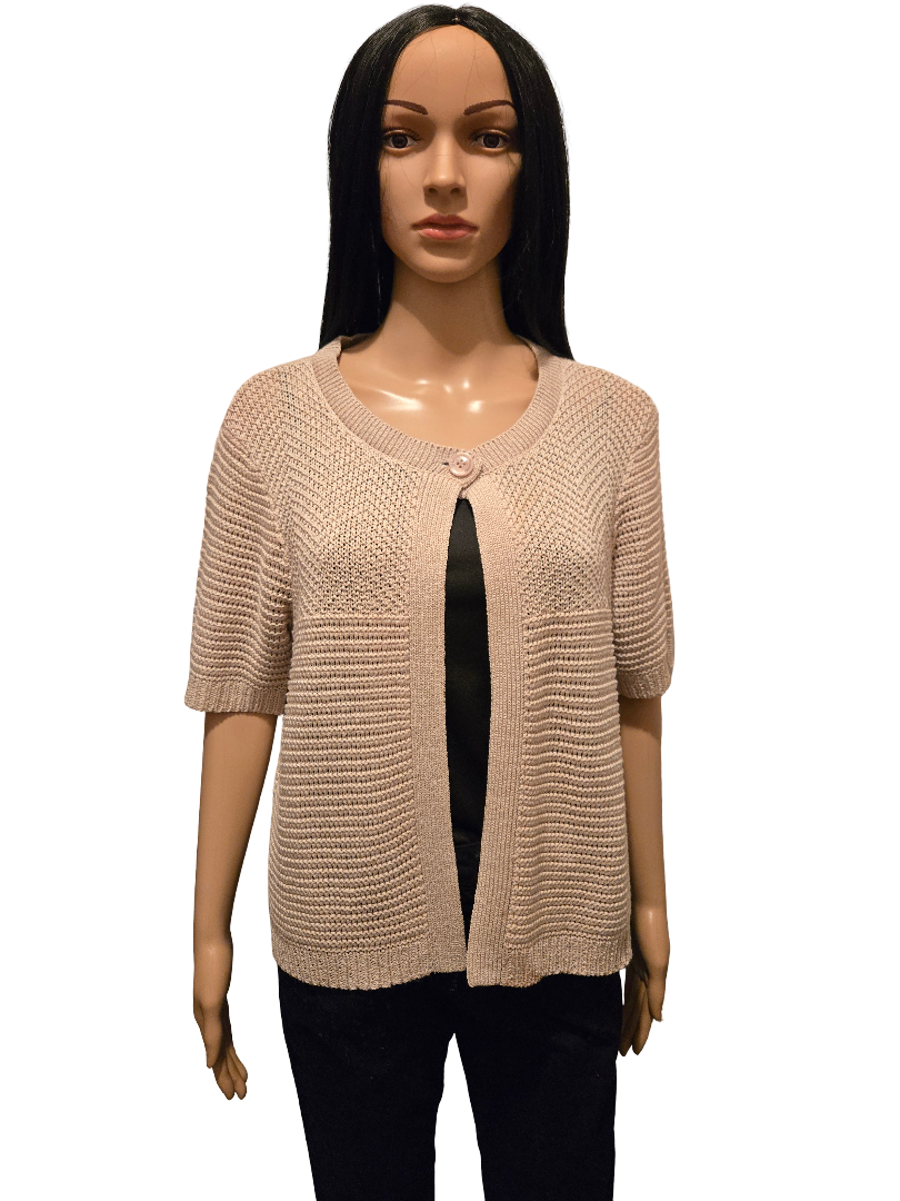 Gilet maille beige manches courtes – Neuf – Style chic & mi-saison