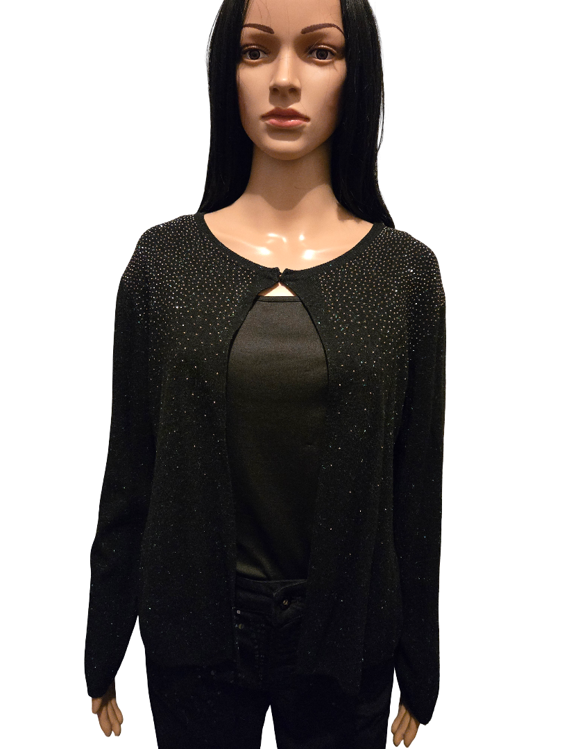 Gilet noir scintillant maille fine – Neuf – Style chic & soirée