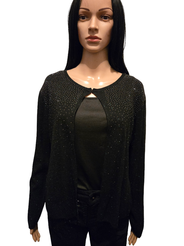 Gilet noir scintillant maille fine – Neuf – Style chic & soirée