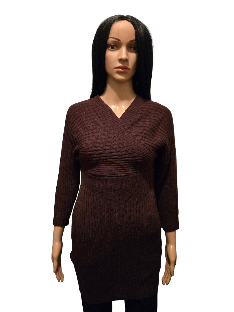 Pull robe maille marron chocolat – style cosy élégant