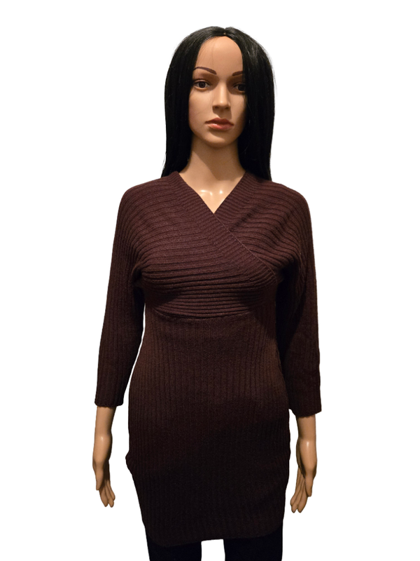 Pull robe maille marron chocolat – style cosy élégant