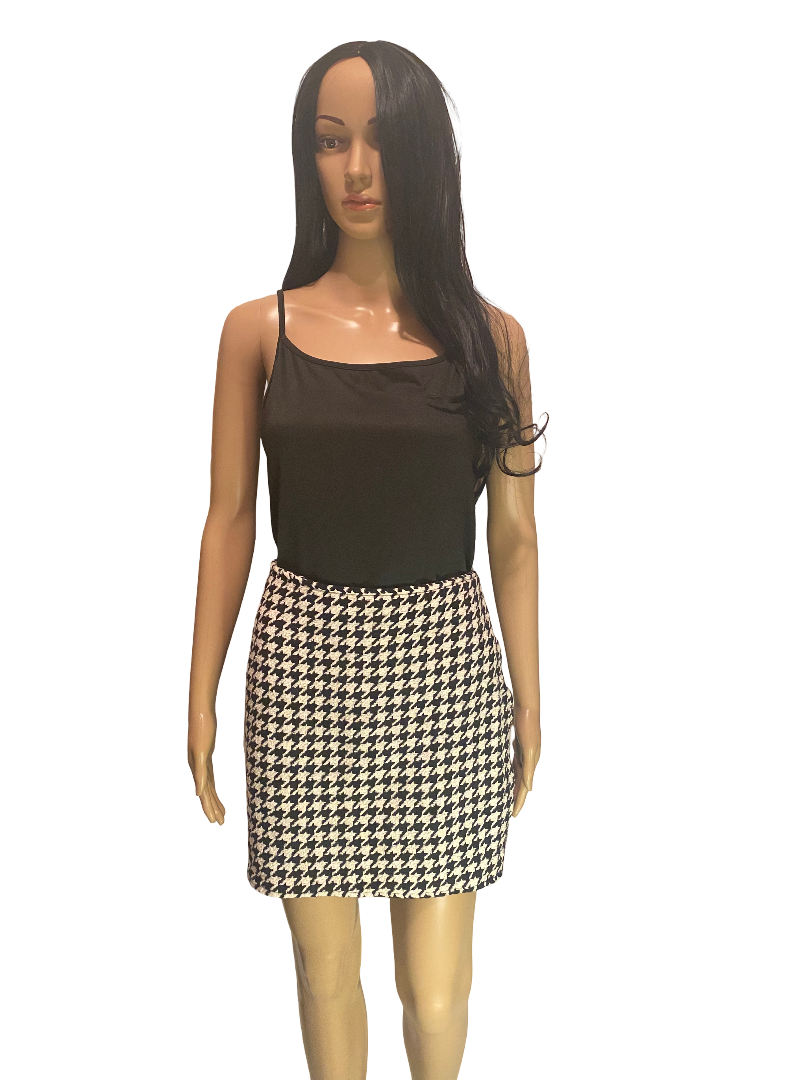 Jupe courte motif pied-de-poule