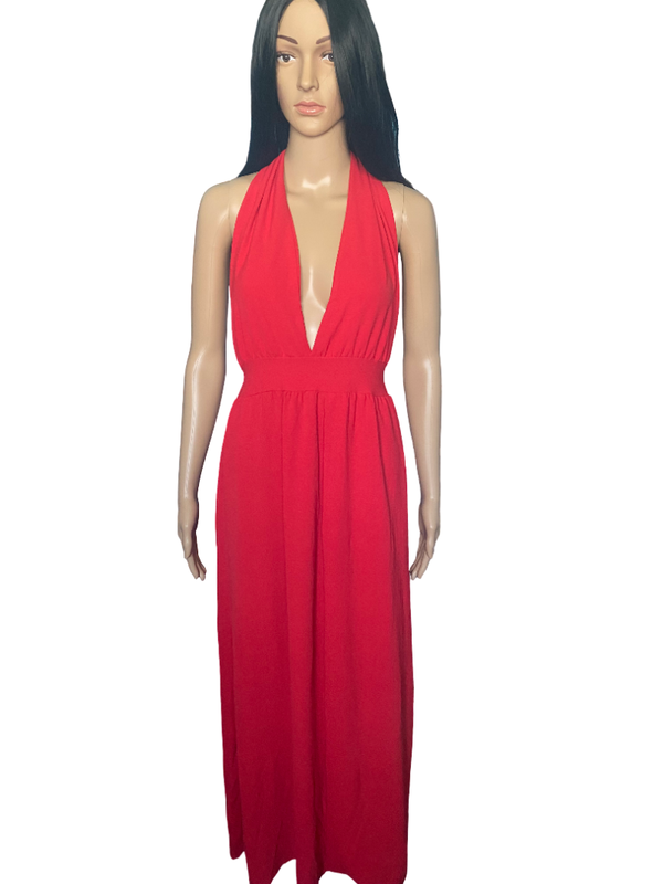 Robe longue dos nu rouge