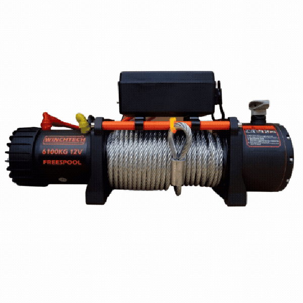 Winchtech 6100KG 6,5PK elektrische lier 12v met draadloze afstandsbediening, staalkabel