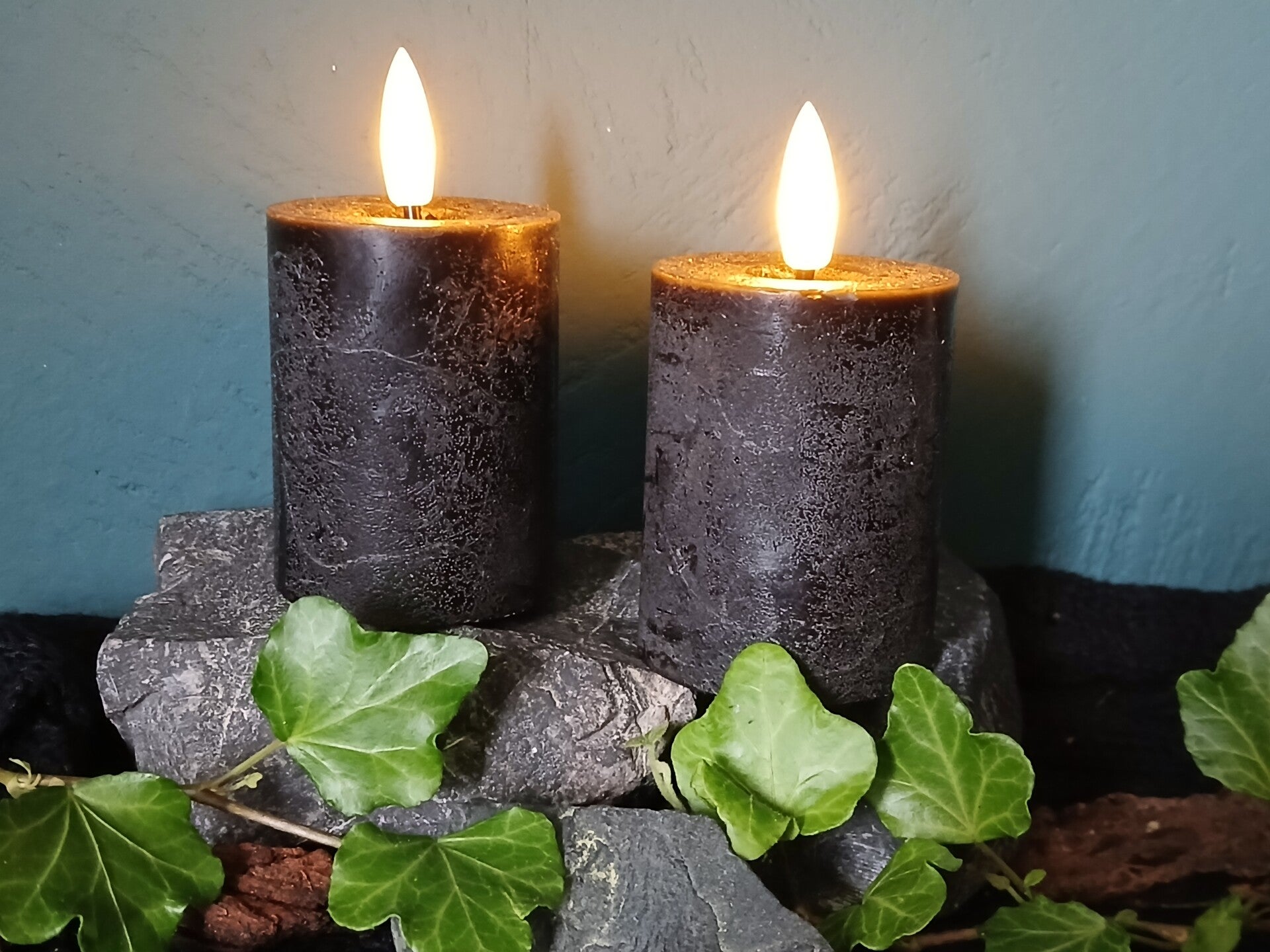 LED-kaarsen Zwartgrijs - Set van 2 met timer (6cm)