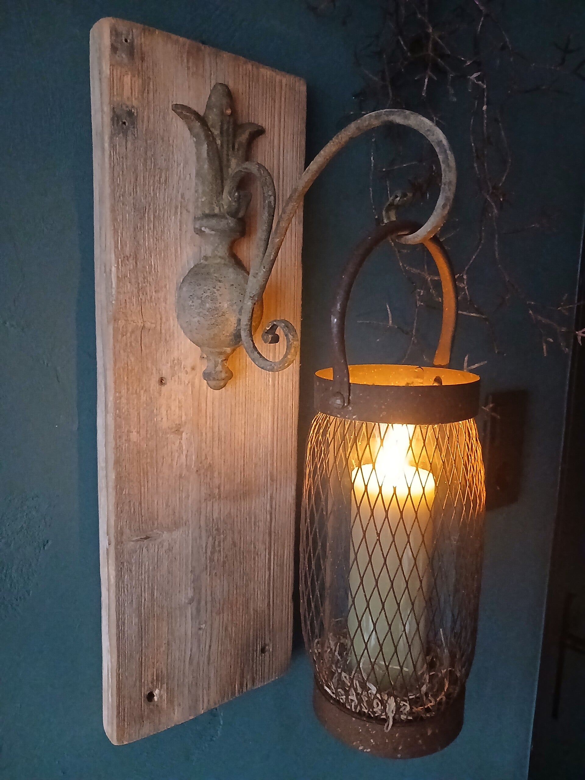 Houten Wandlantaarn Gaas